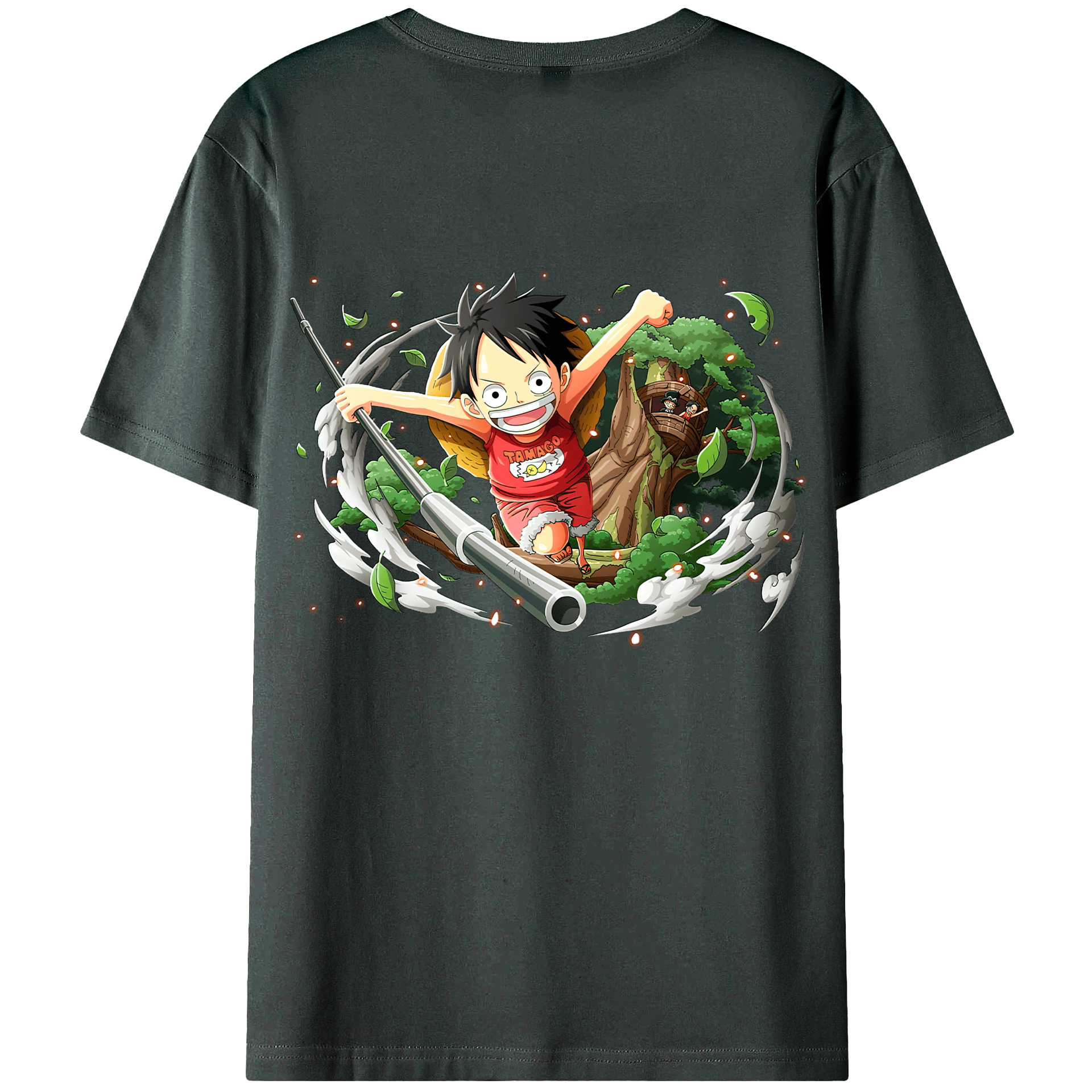 ワンピース モンキー・D・ルフィ ONE PIECE Monkey D. Luffy 綿100％ メンズ半袖Tシャツ（バックプリント） 通気性